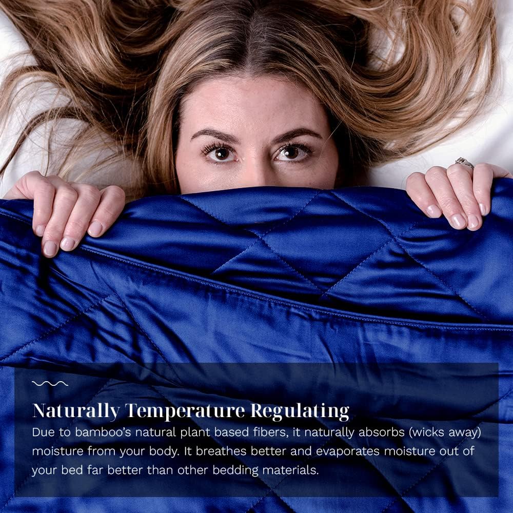 LUXOME Lightweight Blanket | 100% Rayon (Viscose) from Bamboo Fabric & Fill | Full/Queen - 86"x92" | Super Soft | Thermal-Regulating | Sapphire