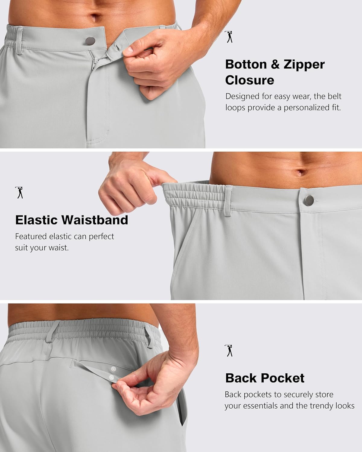 Pudolla Men's Casual Shorts 7"/9" Lightweight Golf Shorts with 3 Pockets Stretch Quick Dry Comfy Work Shorts