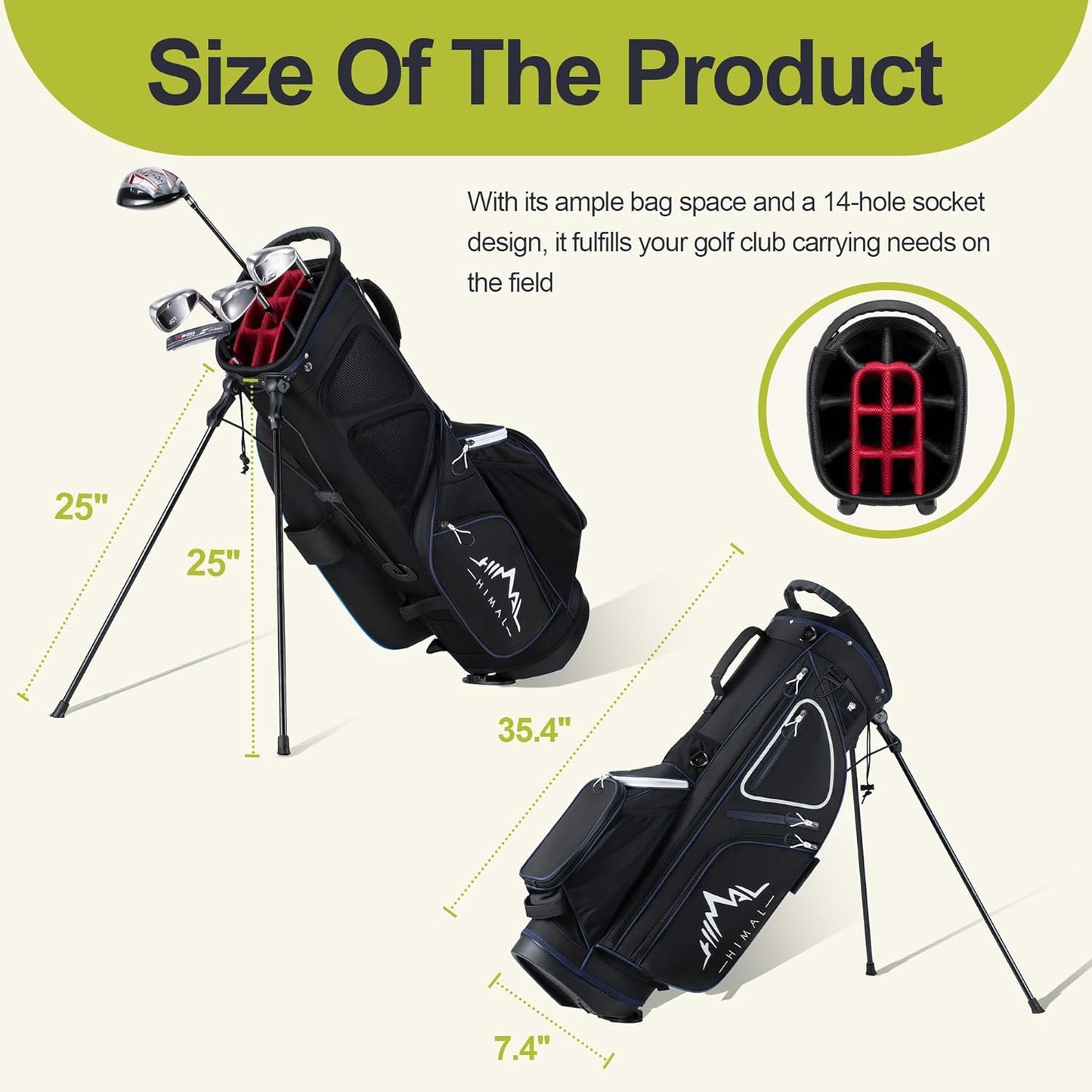 14 Way Golf Stand Bag, Golf Bags for Men with Stand, Top Dividers Ergonomic with 10 Pockets