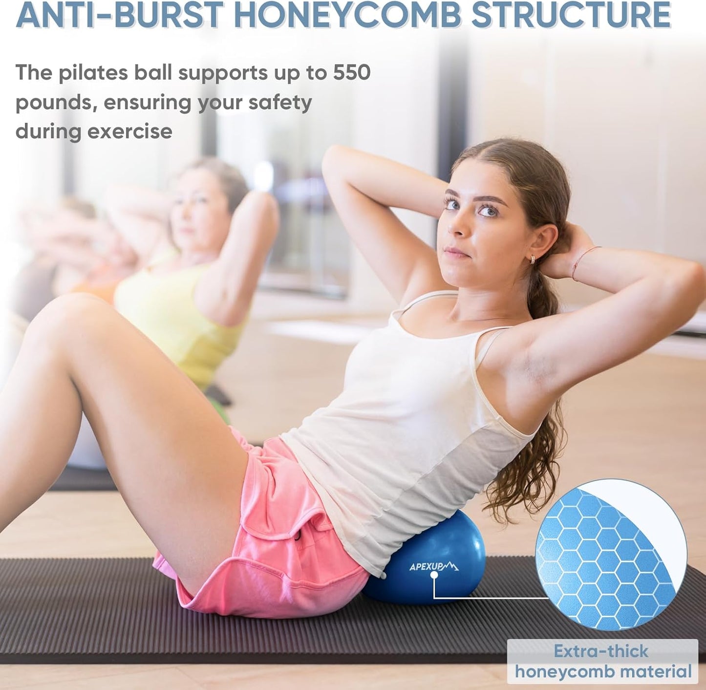 APEXUP Yoga & Pilates Ball - Anti Slip Heavy Duty Gym Ball for Fitness, Balance & Core Workout