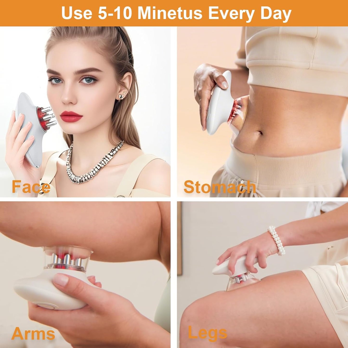 Body Sculpting Machine, Professional Cordless Handheld Massager Electric Cupping Therapy Massager – for Belly, Waist, Arms, Leg, Home Tool for Women (White)