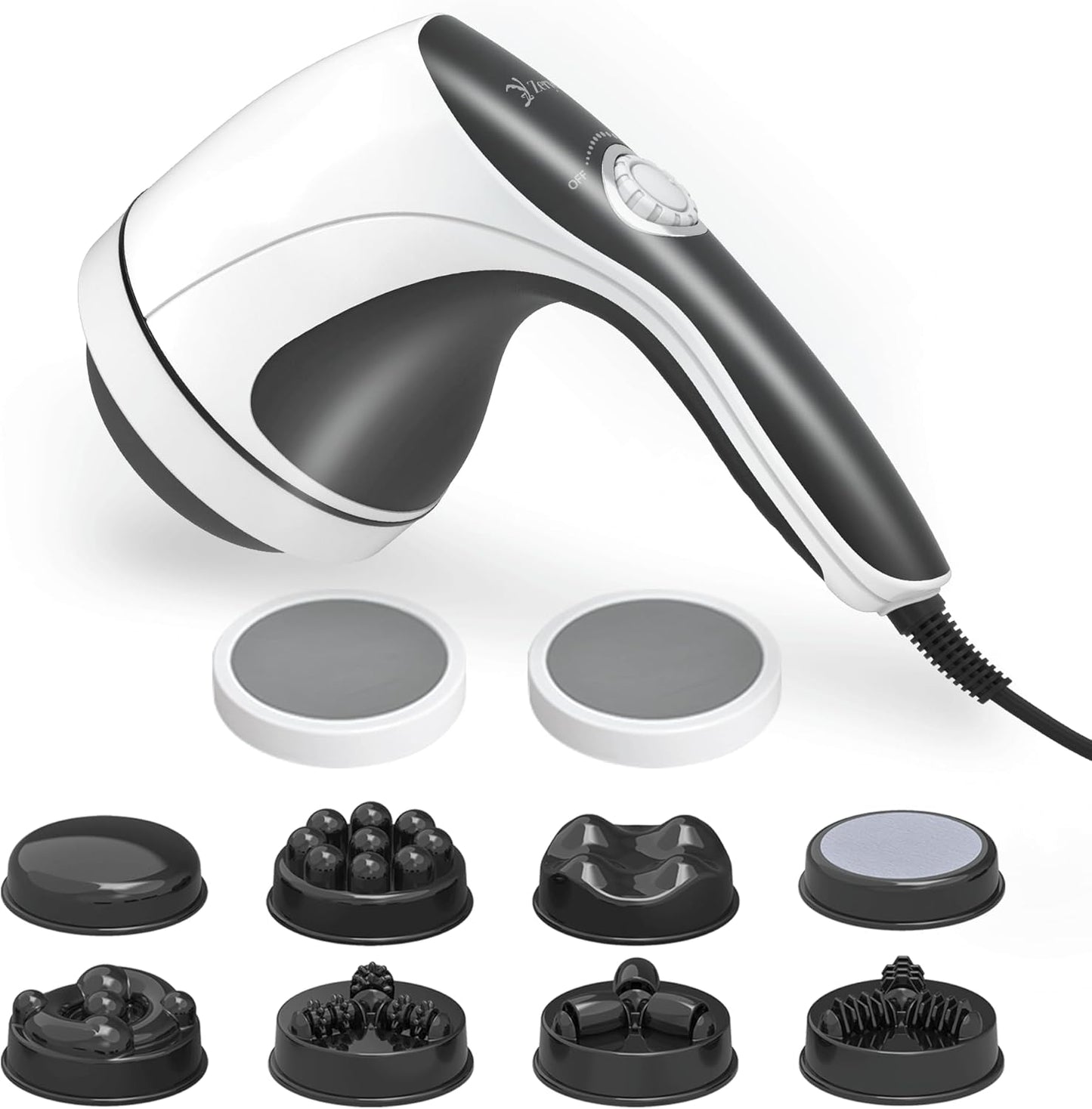 Handheld Cellulite Massager, Body Sculpting Machine, Cellulite Massager Electric Tool, Lymphatic Massage Roller with 8 Rotating Heads & 2 Mesh Caps for Body Shaping & Lymphatic Drainage