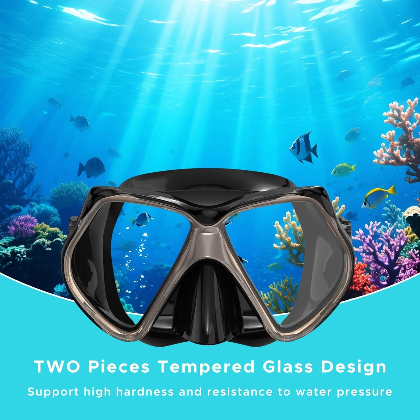 2 Pack Snorkeling Gear for Adults, Dry Snorkel, Mask Set Adult, Diving Scuba Mask, Scuba Gear, Swimming Goggles with Nose Cover, Swim Freediving Tempered Glass Panoramic View Travel Packages