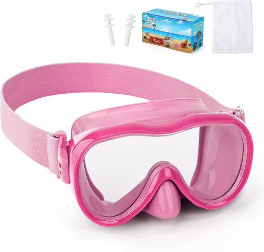 Kids Swim Goggles with Nose Cover, Anti-Leak Swim Mask with Elastic Fabric Strap, UV Protection Swimming Goggles for Kids