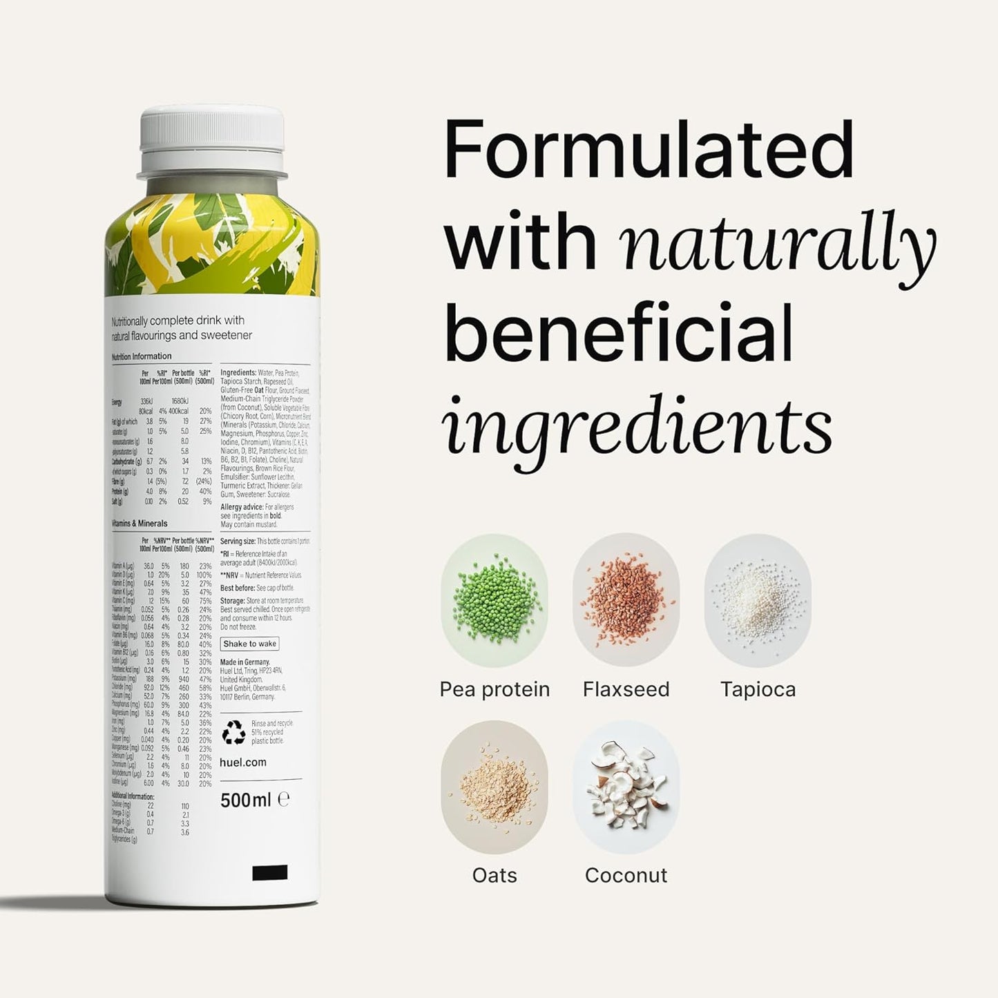 Huel Ready-to-Drink | Banana Meal Replacement Drink | High Protein Drink | Nutritionally Complete, Low Sugar, High Fiber, Plant Based, Vegan, Healthy | 20g Protein Per Bottle, 16.9 Fl Oz (12 Pack)