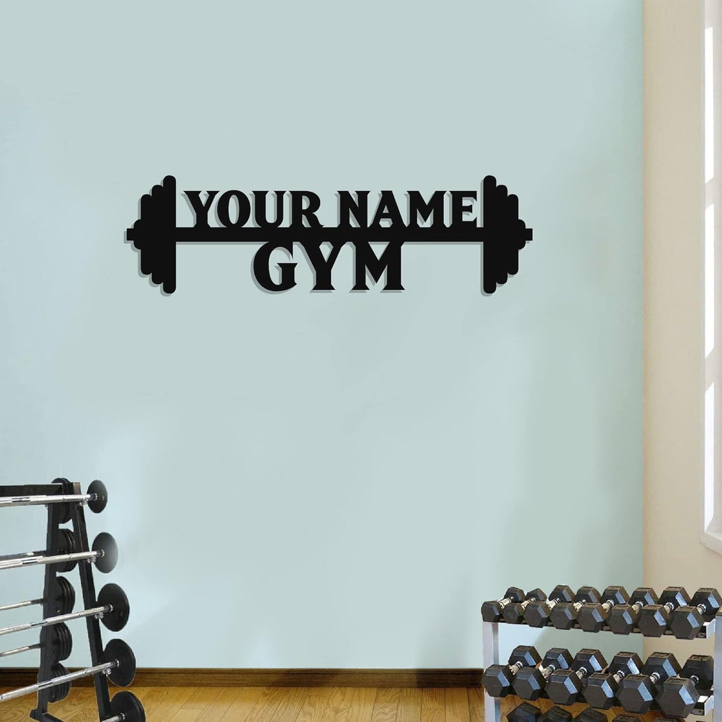 Personalized Home Gym LED Tin Metal Sign Multiple Sizes, Gym Wall Decor, Exercise Workout Room Decor Fitness Center, Motivational Inspirational Hanging Art Plaque (02 W/o Lights)