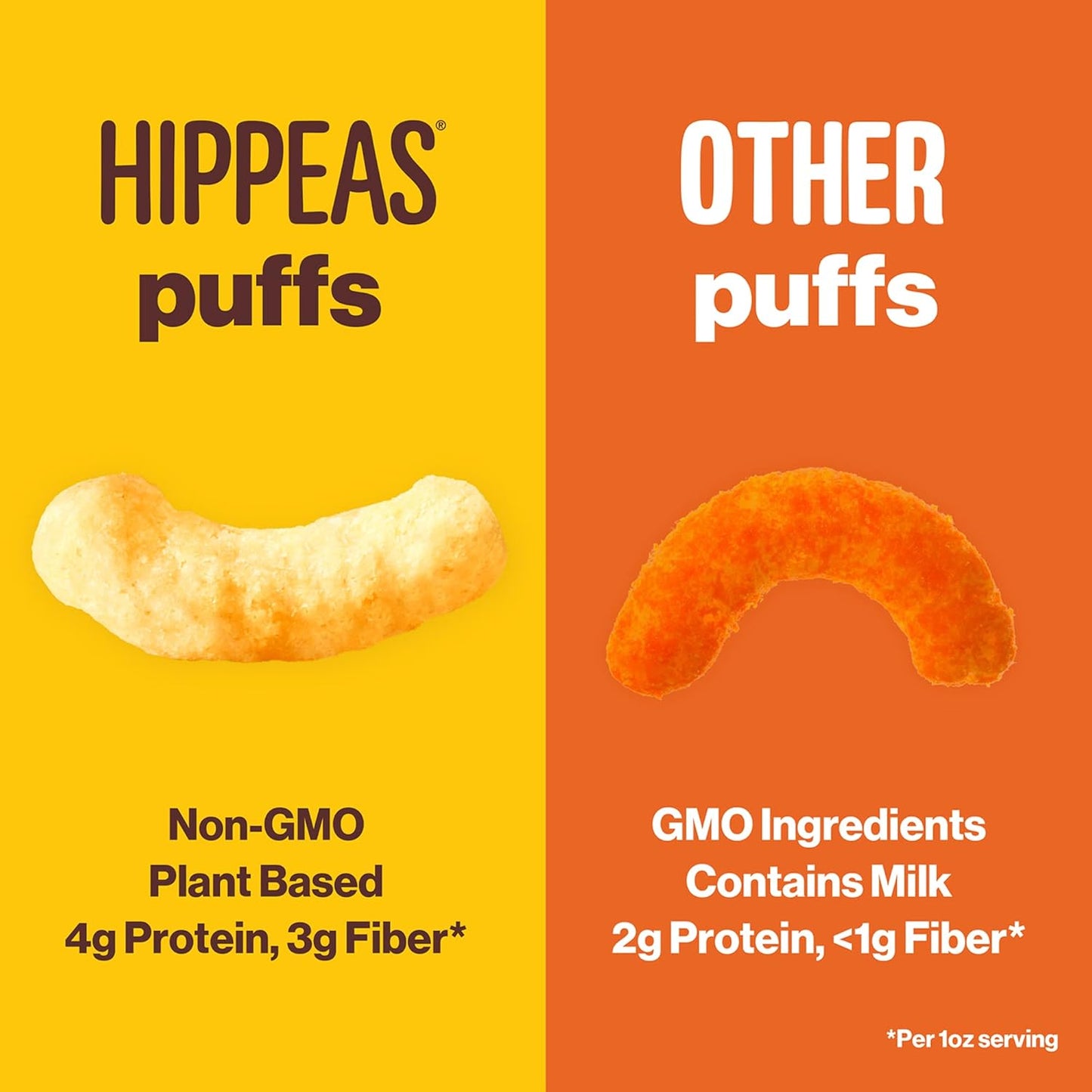 Hippeas Chickpea Puffs, Cheezy Vibes, 4 Ounce (Pack of 6), 4g Protein, 3g Fiber, Vegan, Gluten-Free, Crunchy, Plant Protein Snacks