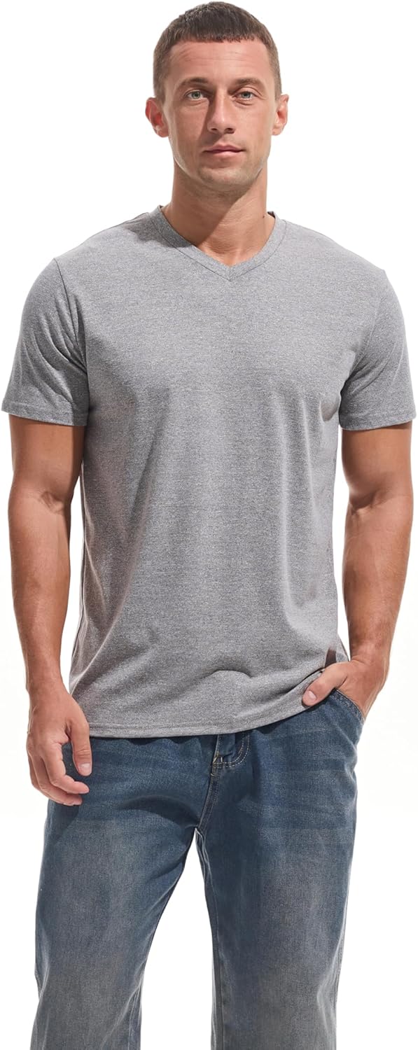 VEIISAR Premium V Neck T Shirts for Men - Modern Fitted Tees Vneck Undershirts