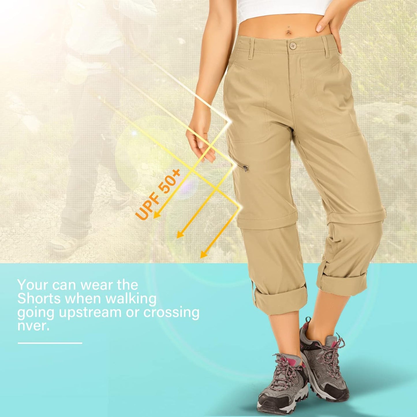 Women's Hiking Pants Convertible Zip Off Lightweight Quick Dry Outdoor Travel Camping Safari fising Pants