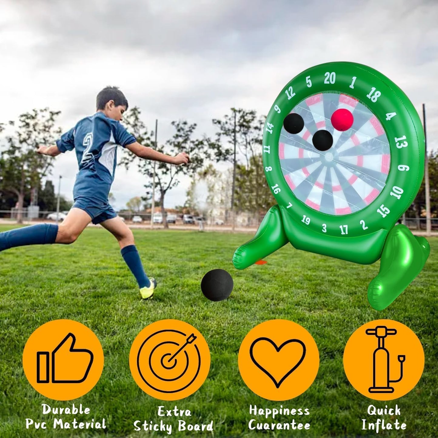 6Ft Tall Giant Kick Darts Games Inflatable Giant Kick Darts Games,Jumbo Outdoor Soccer Green Target Dartboard with Soccer Balls and Air Pump for Sports