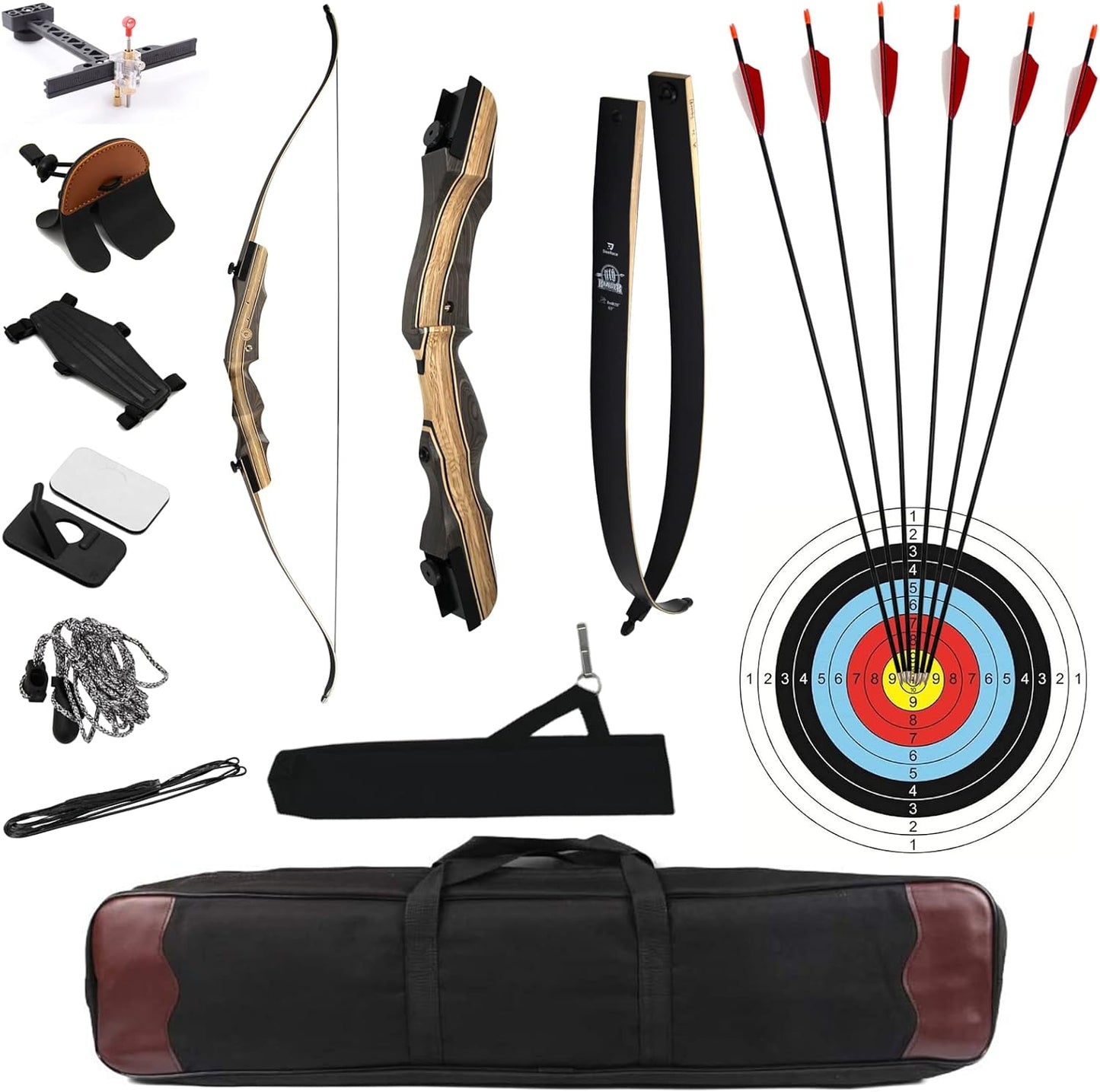 DEERACE Takedown Recurve Bow and Arrow Set 62" Classic Traditional Wooden Bow for Adults Youth Beginner Hunting Targeting Archery