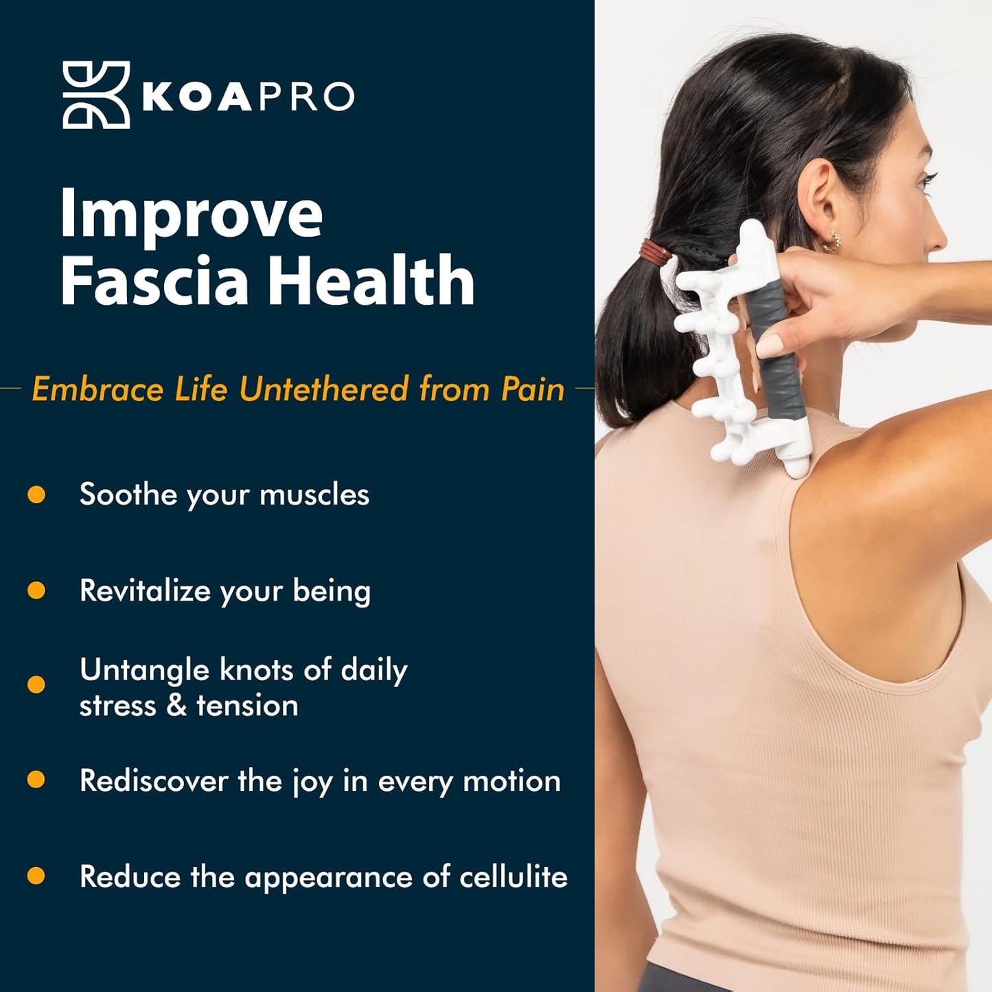 KOAPRO Facia Blaster Fascia Massage Tool for Myofascial Release - Manual Trigger Point and Deep Tissue Sore Muscle Relief, Holistic Fascia Health, Cellulite Massager Tool for Legs, Neck, Back and more