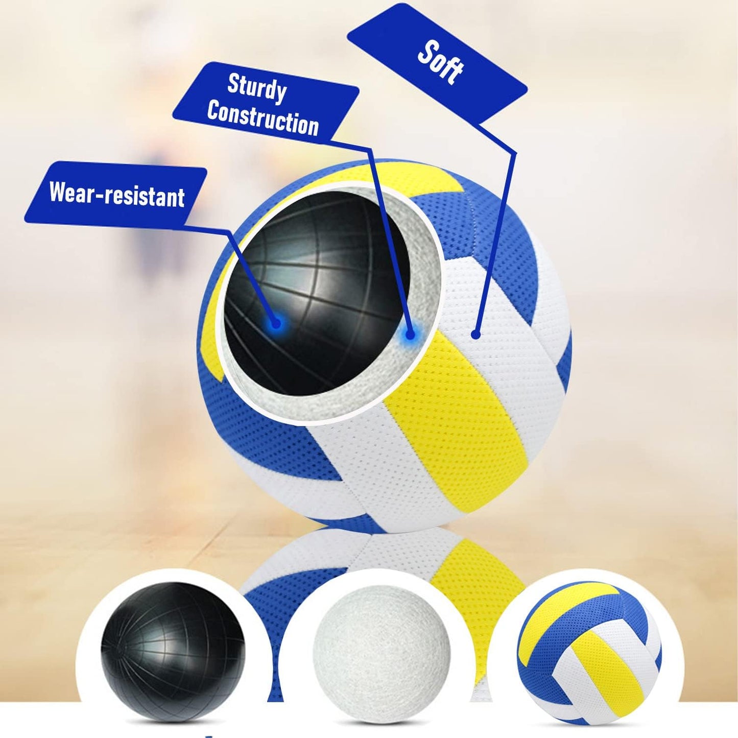 6 Pack Official Size 5 Volleyball Balls Volley Ball of Synthetic Leather,Includes Ball Pump and Net Bag,Competition Volleyball for Indoor Outdoor…