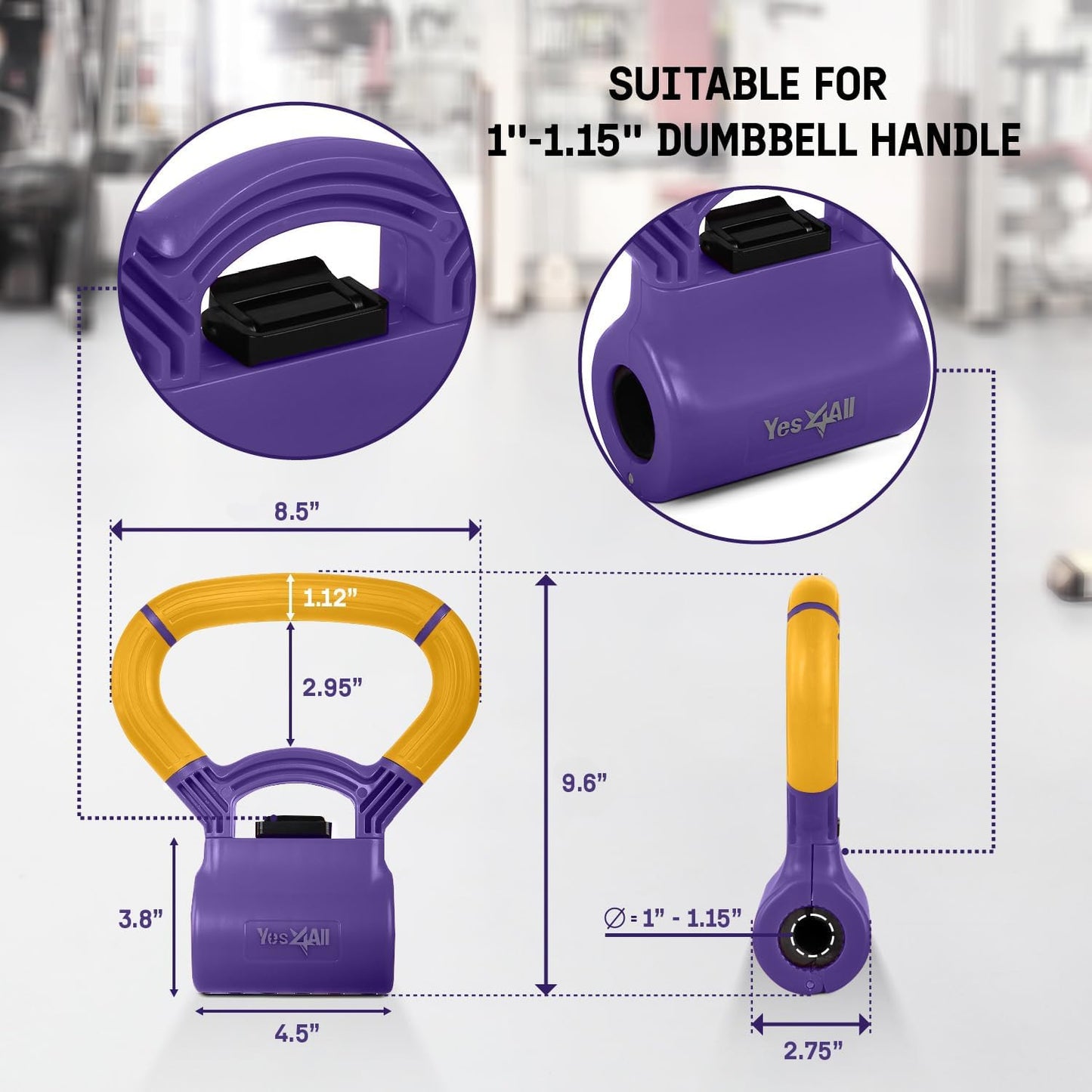 Yes4All Kettlebells Grip, Dumbbell Grip Handle, Convert Dumbbells into Kettlebell for Home Gym, Kettlebell for Weights Plate