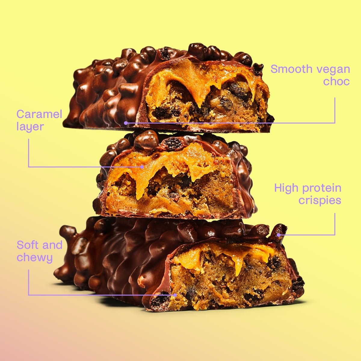 Misfits Vegan Protein Bars, Caramel Fudge - Updated Recipe | Plant Based, Low Sugar & Carb, High Fiber Snacks | Pack of 15