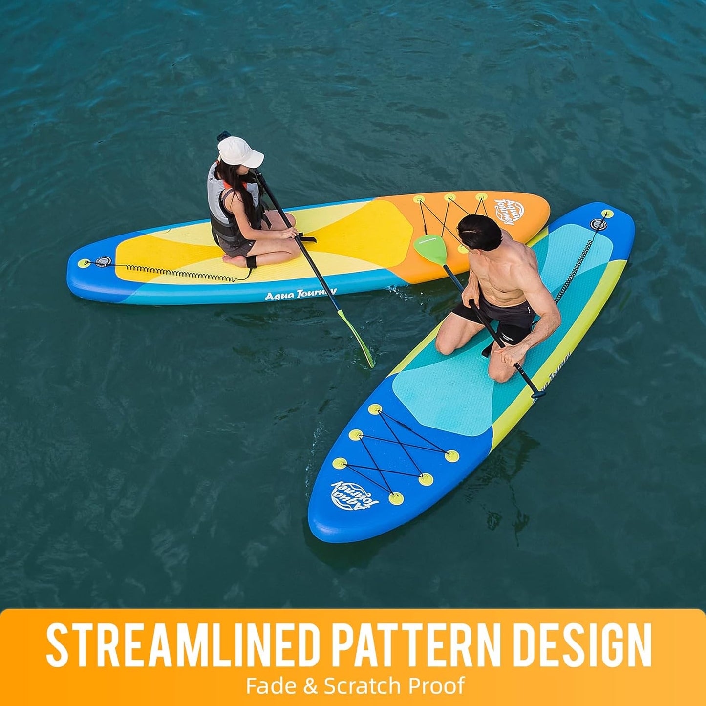 10'6"Inflatable Stand Up Paddle Board Ultra Portable-Lightweight & Stable|All-in-One Kit w/Aluminum Paddle, Dual-Action Pump & Backpack|Lakes & Oceans Ready for Family Recreation by Aquajourney