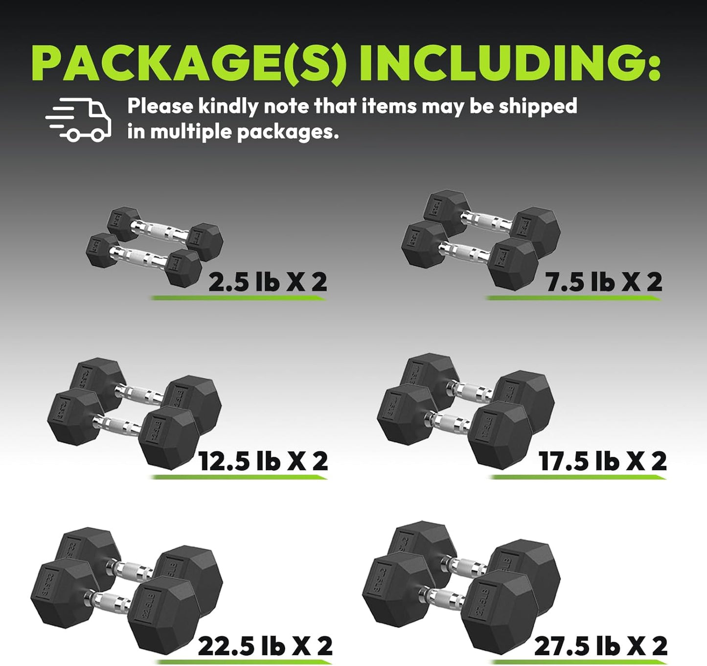 Hex Dumbbell Set, 45-400 lb Set Rubber Encased Exercise & Fitness Dumbbells, Weights Dumbbells Set, Hand Weight for Strength Training