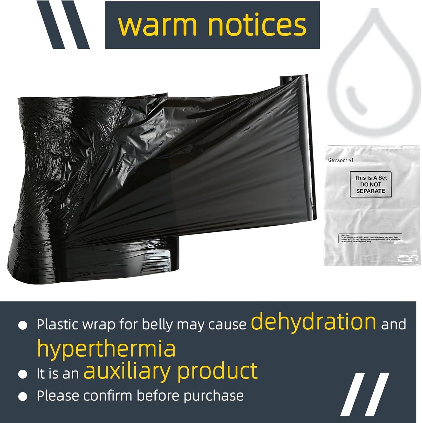 60 Meters Black Osmotic Plastic Body Wrap, Workout and Sweat Enhancer Stomach Wrap Body Wrap Film Applicator Power Wrap(3 Rolls)