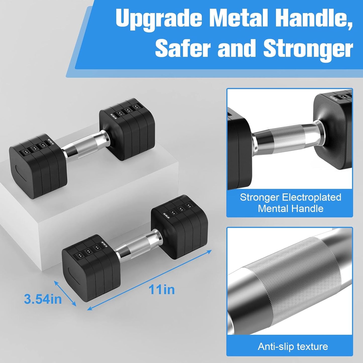 22LBS Adjustable Dumbbells Set, Adjustable Weight Dumbbells with 4 Levels 4.4lb, 6.6lb, 8.8lb, 11lb, Hand Weights Sets for Women/Men Home Gym Full Body Workout