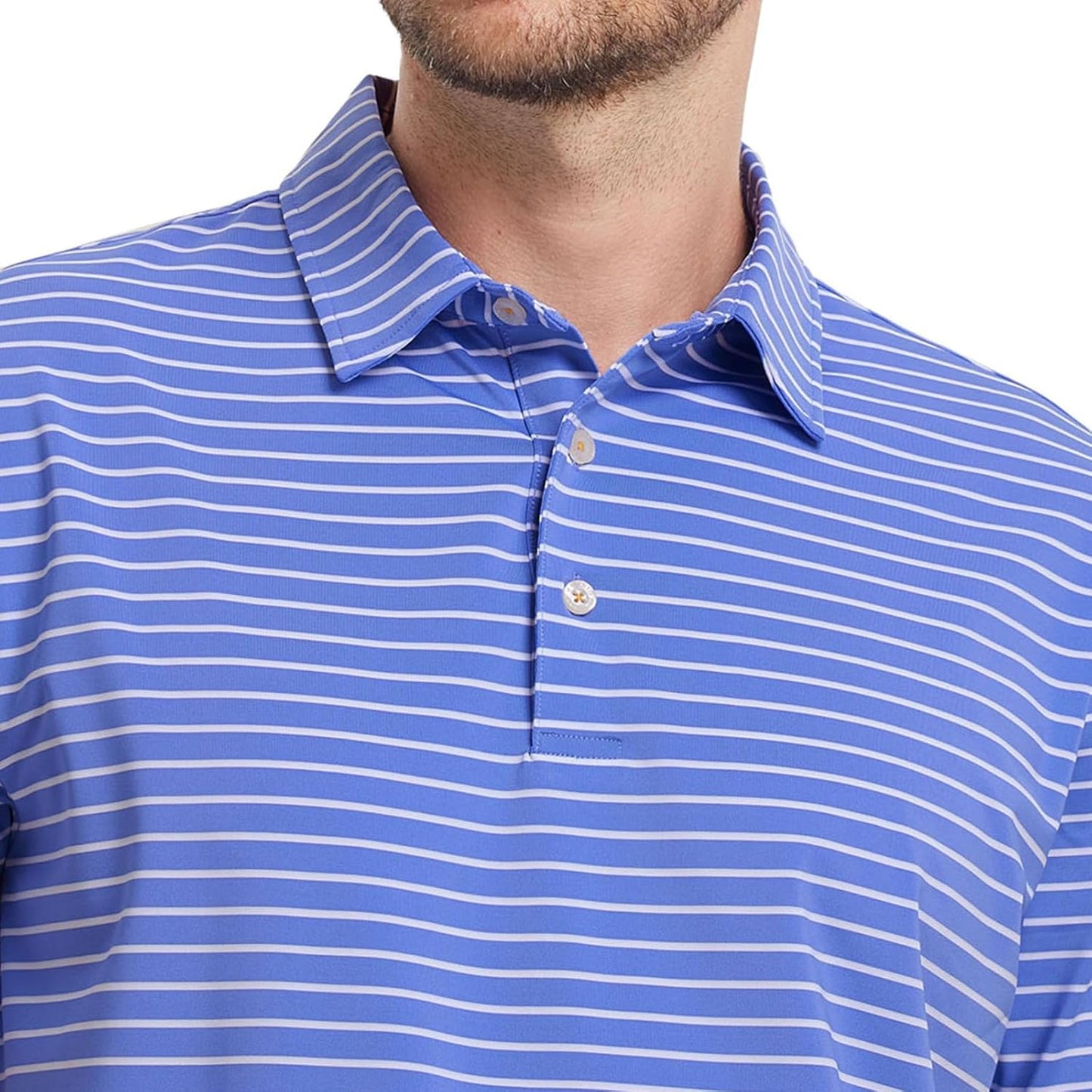 M MAELREG Golf Shirts for Men Moisture Wicking Striped Polo Performance Dry Fit Business Sports Mens Polo Shirts Short Sleeve