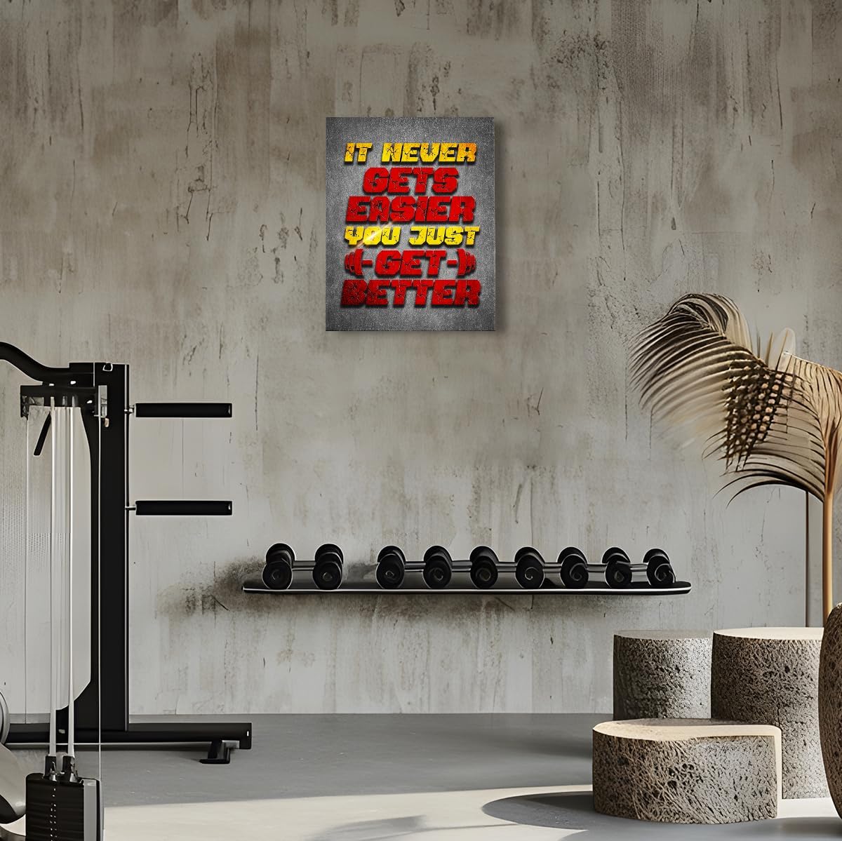 Gym Quotes Wall Art,Inspirational Workout Wall Decor,It Never Gets Easier You Just Get Better Canvas Wall Art for Home Gym Exercise Fitness Room