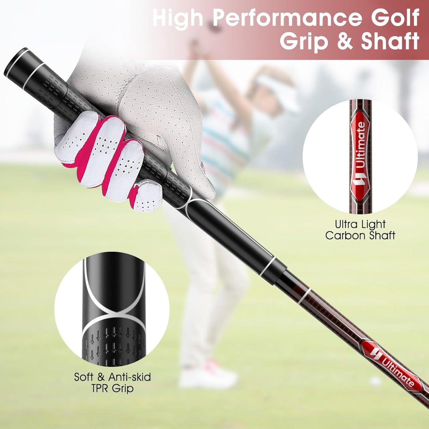 ULTIMATE Women's Complete Golf Club Set, 9/11pcs Right Handed Ladies Golf Clubs Set w/ 460cc Alloy Driver, #3 Fairway Wood, Hybrid, #6/#7/#8/#9/#P Irons & Putter