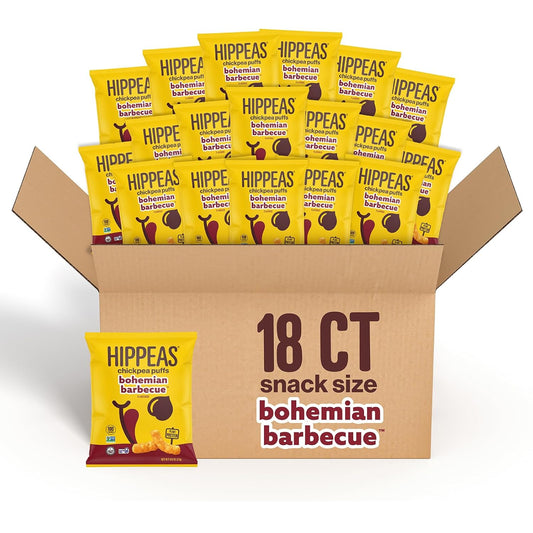 Hippeas Chickpea Puffs, Bold & Spicy Variety Pack: Barbecue, Sriracha, 0.8 Ounce (Pack of 18), 3g Protein, 2g Fiber, Vegan, Gluten-Free, Crunchy, Plant Protein Snacks
