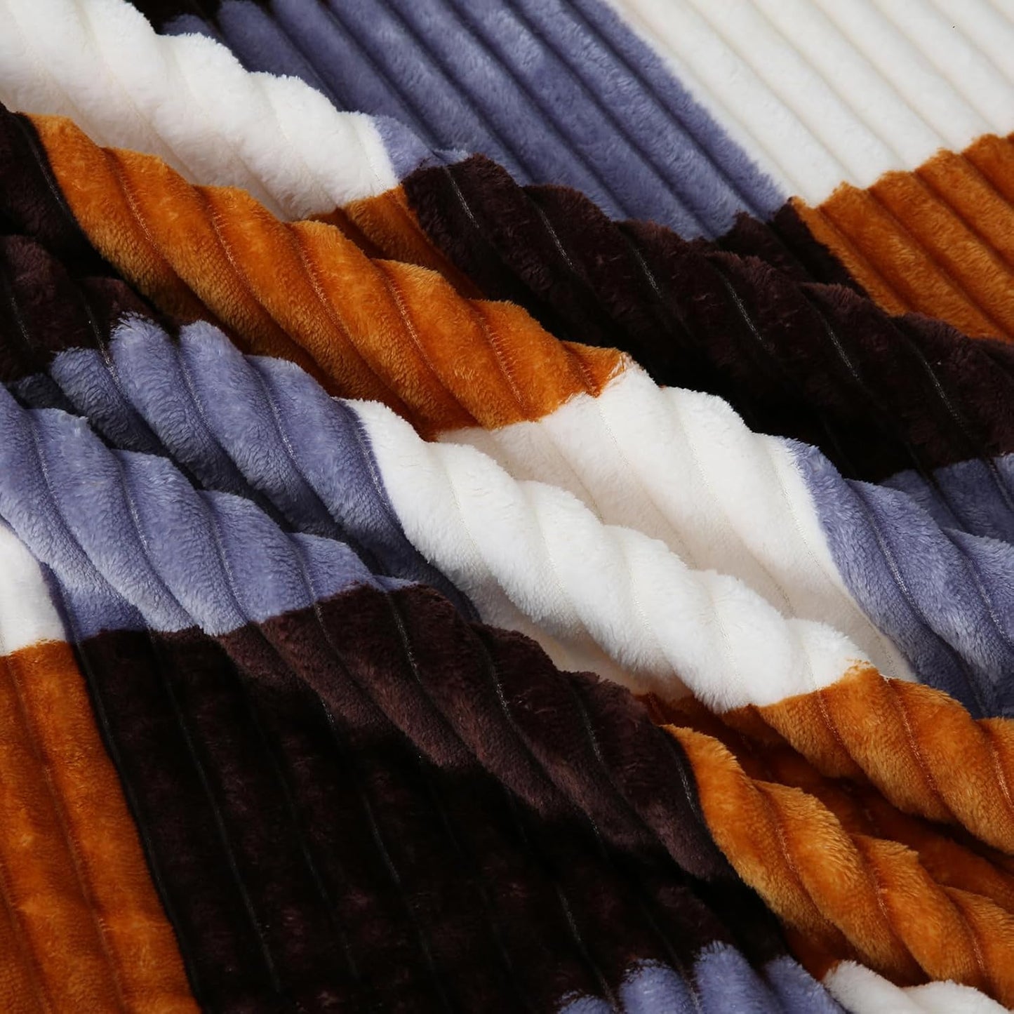 PU MEI Sherpa Blanket Twin Plaid Thick Bed Blanket, 60”*80” Super Soft Flannel Fuzzy Fleece Reversible Velvet Plush Warm Blanket for Couch (Brown Orange Check)