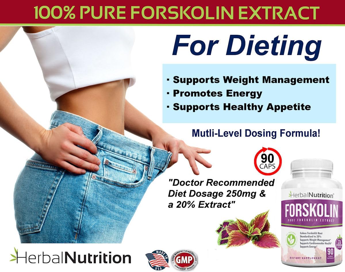 Forskolin for Weight Loss, 250mg-500mg Max Strength Forskolin Two Pack 90 Count Bottles, 20% Extract of Pure Forskolin, Ideal Diet and Athletes Formula!