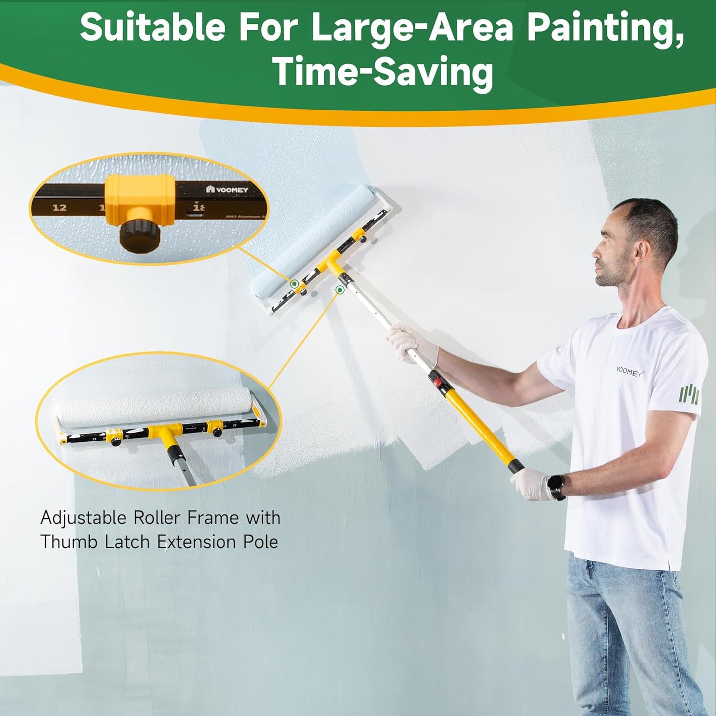 VOOMEY 23PC 18 Inch Paint Roller Kit,18" Paint Bucket, Small Paint Roller Set,Microfiber Paint Roller Covers,Paint Roller Extension Pole,Makes Working on Your Large Painting Projects Easy and Fast