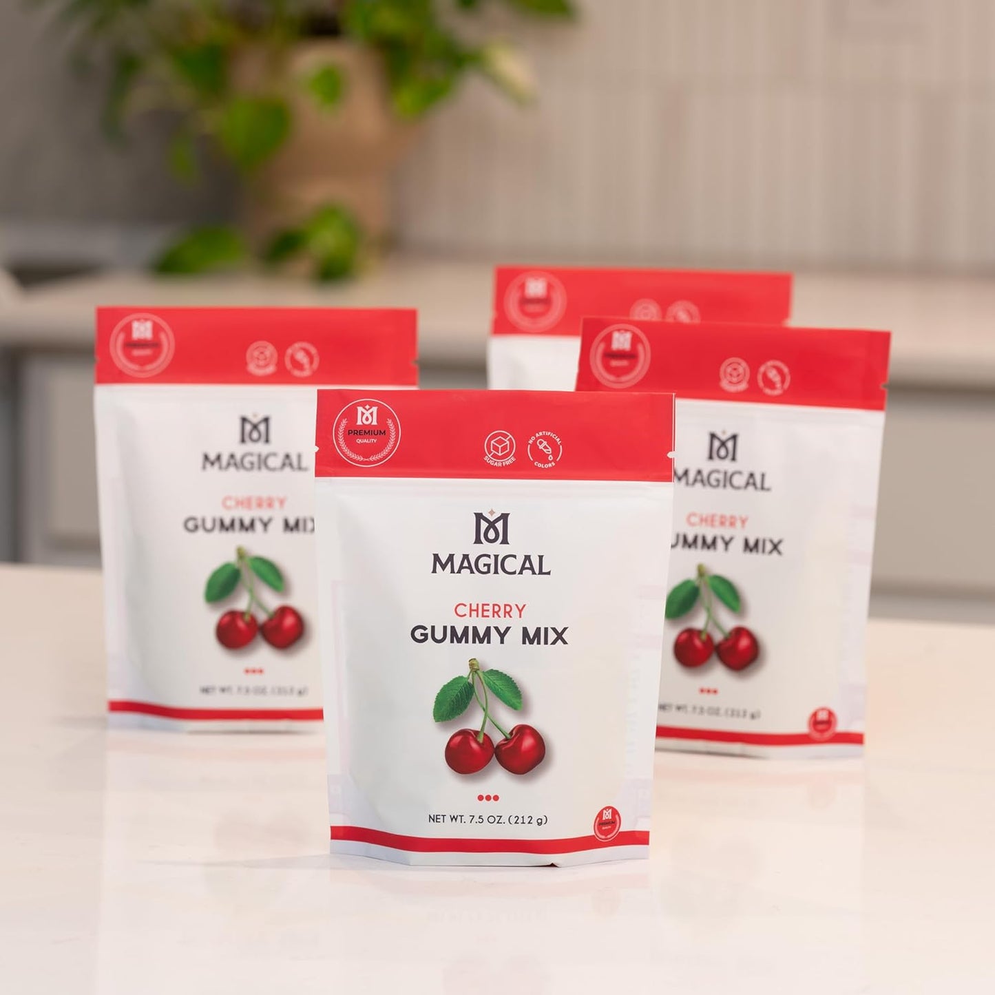 MAGICAL BUTTER Organic Premium Cherry Gummy Mix - Low Calorie Zero Sugar Snacks, Sugar-Free, Healthy Candy for Adults