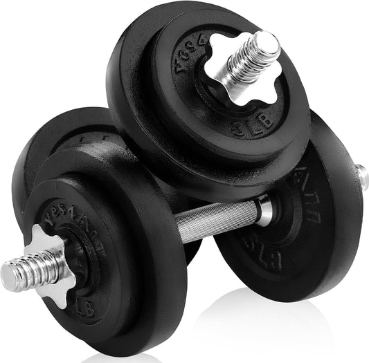Yes4All Old School Adjustable Dumbbell Set with Weight Plates, Star Lock Collars/Connector, 40lbs to 200lbs Adjustable Weight Plates Set
