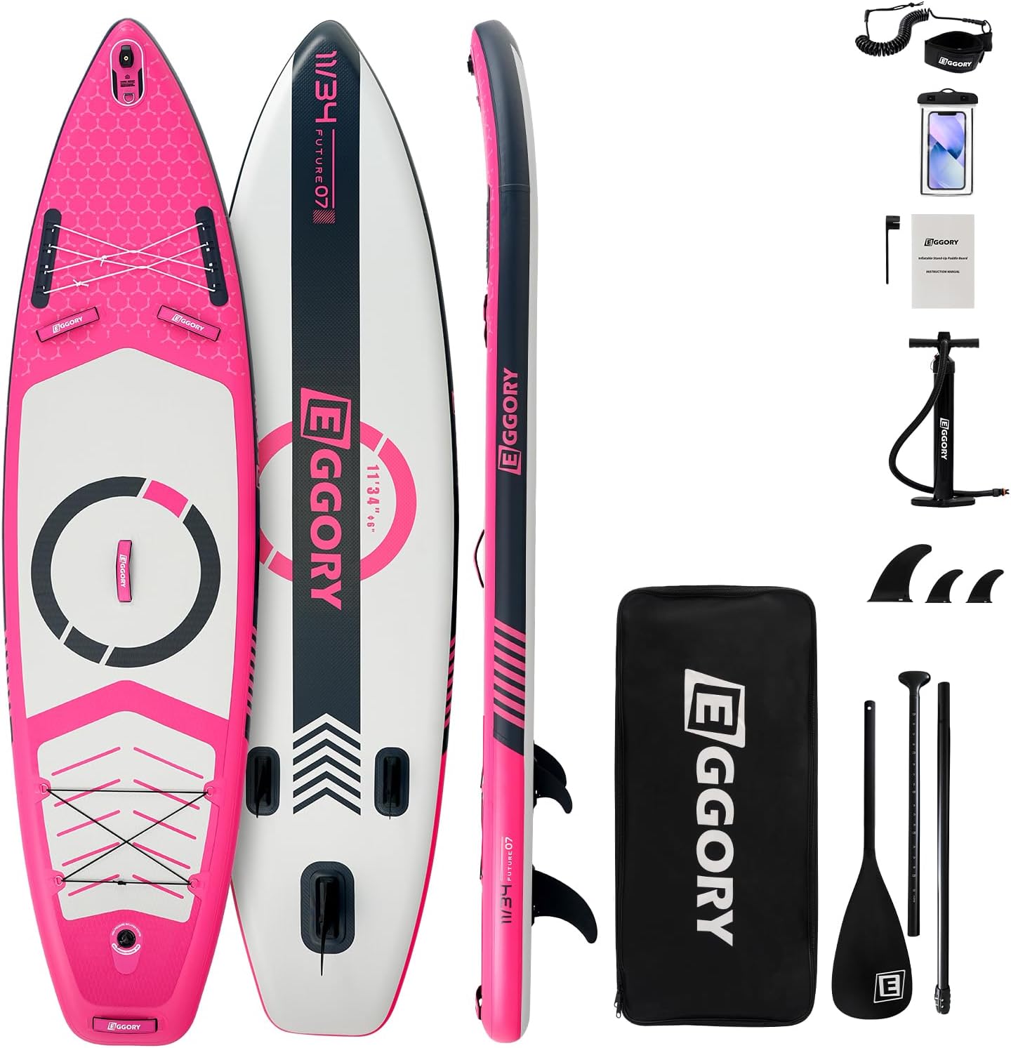 Inflatable Paddle Board,Stand Up Paddle Board Set, Extra Wide SUP Board with Removable Fin, Floating Paddle, Hand Pump, Waterproof Phone Pouch,Traveling Board