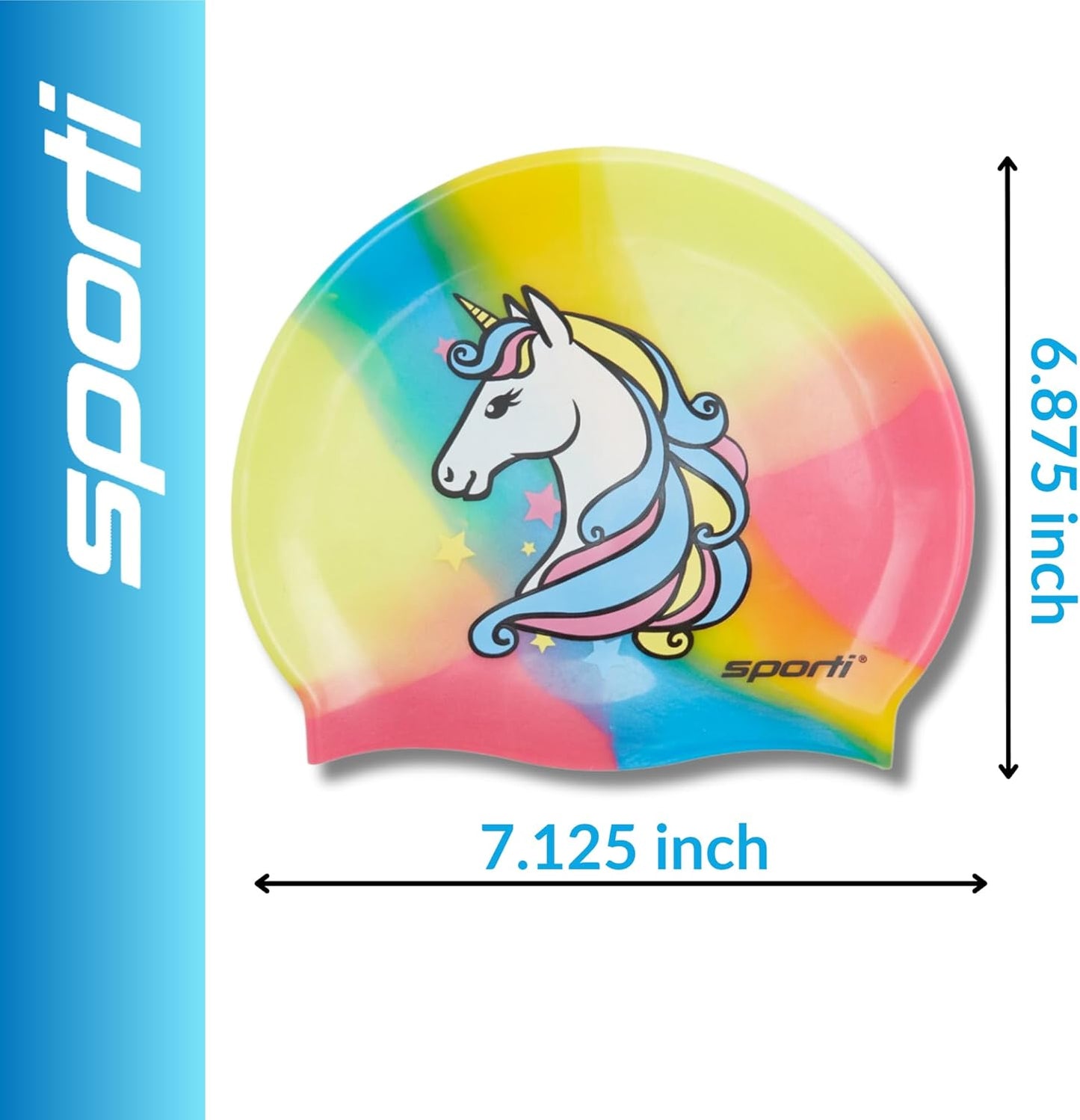 Sporti Silicone Swim Cap for Kids, Unisex Youth Swimming Cap, Protection Bathing Caps for Your Children, Aged 2-10