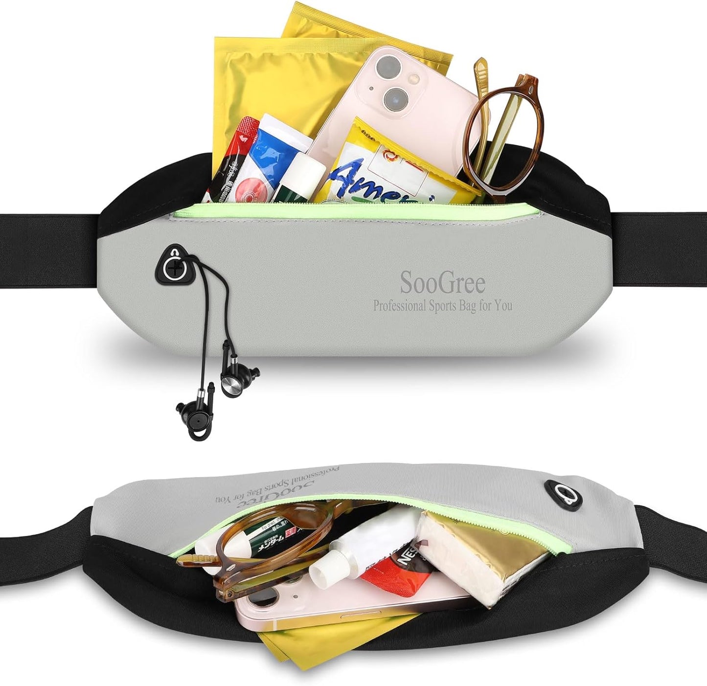 Slim Fanny Packs for Women Men,Waterproof Waist Pack with Reflective Strip Adjustable Strap,Running Belt for Sports Workout Cycling Hiking, Casual Hands-Free Wallets Phone Bag (Style 2)