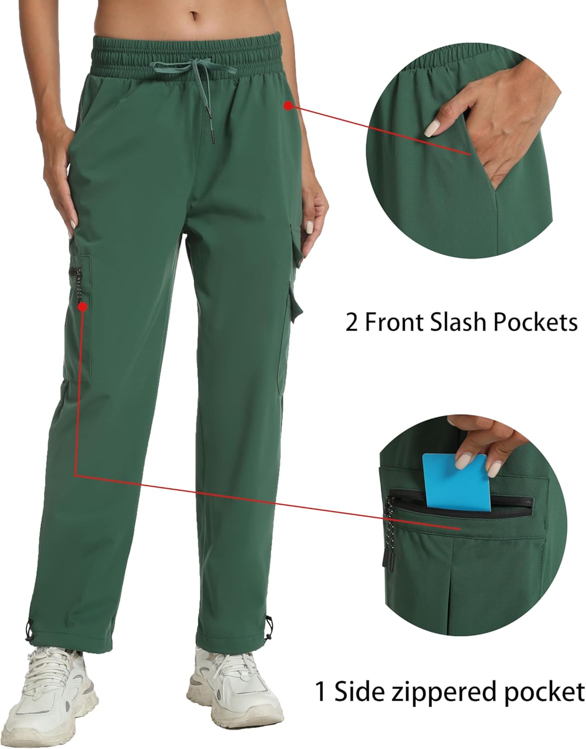 Women's Hiking Pants with Pockets - Travel Lounge Outdoor Quick Drying Lightweight Water Resistant Joggers