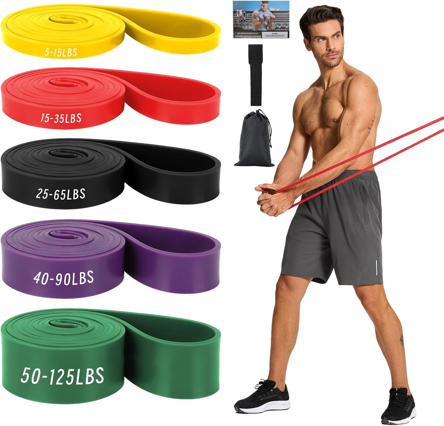 Non Latex Resistance Bands, Pull Up Assistance Bands, Exercise Bands Resistance, Workout Bands Resistance for Men and Women, Stretch Bands for Exercise, Physical Therapy, Fintness, Training