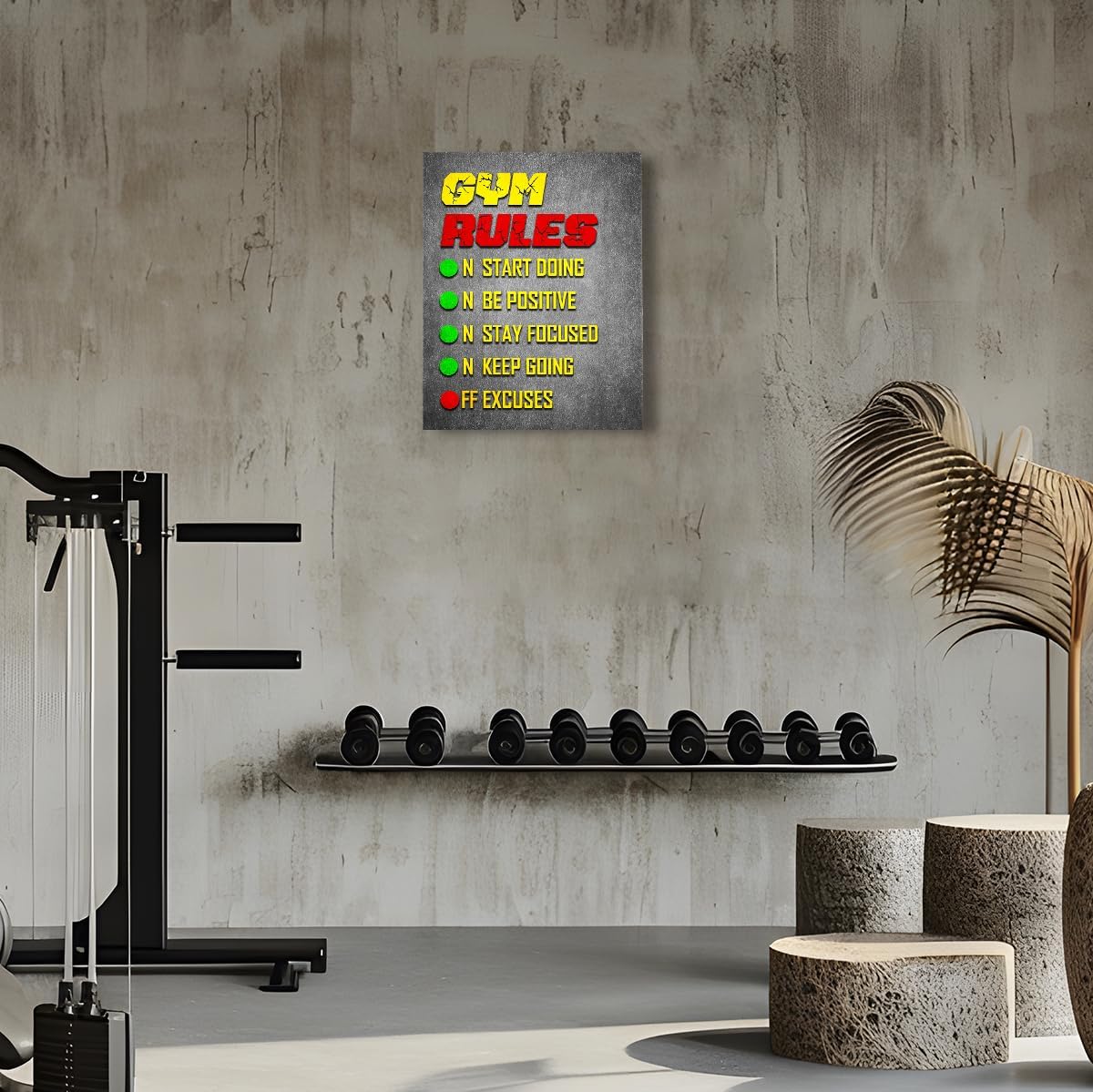 Gym Quotes Wall Art,Inspirational Workout Wall Decor,Gym Rules Canvas Wall Art for Exercise Fitness Room