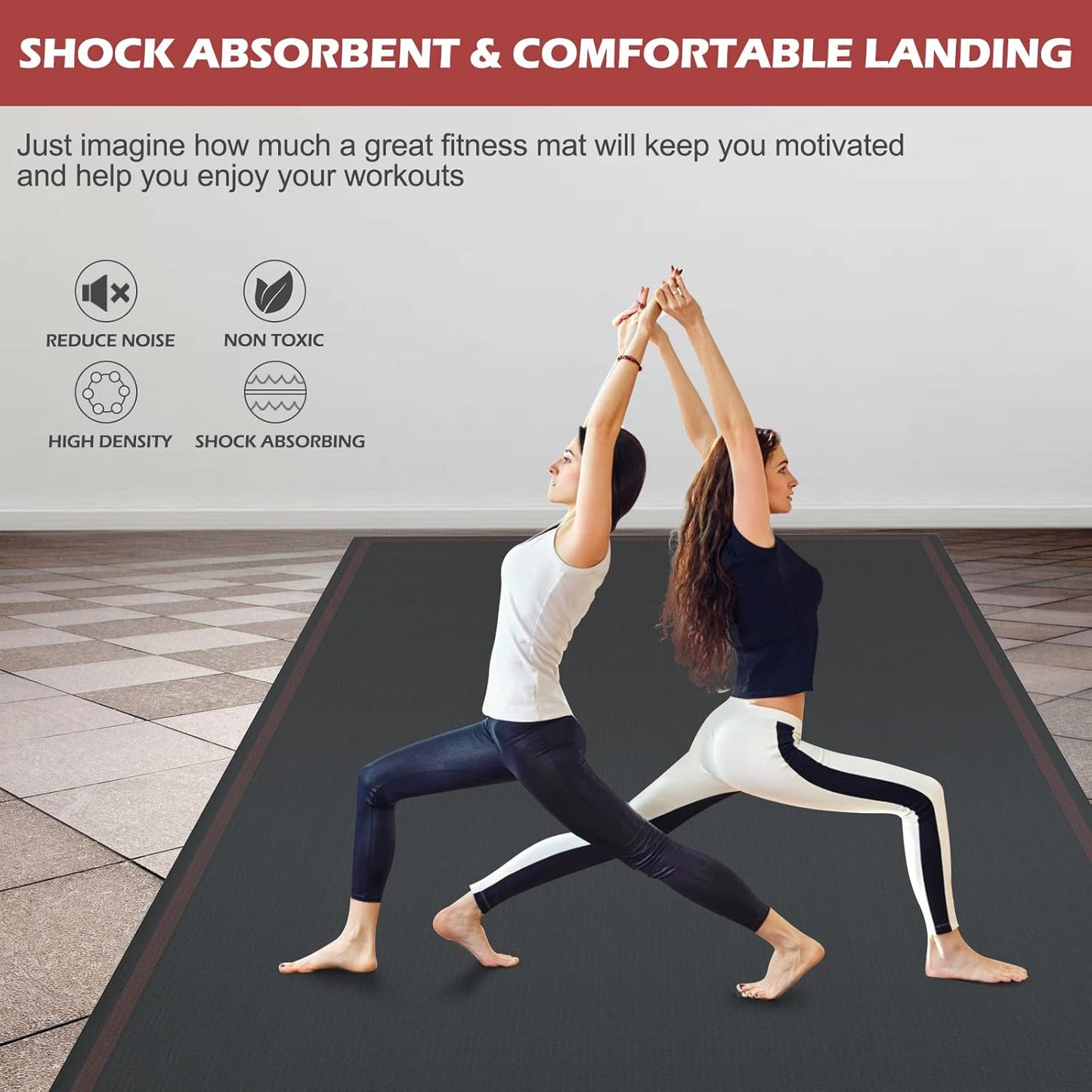 Vivitory Extra Large Yoga Mat for Home Workout 8'x5'/6'x4' (7mm), Large Exercise Mat, Ultra Durable, Non-Slip, Workout Mat for Instant Home Gym Flooring, Gym Mats for Cardio, Weightlifting, Jump Rope