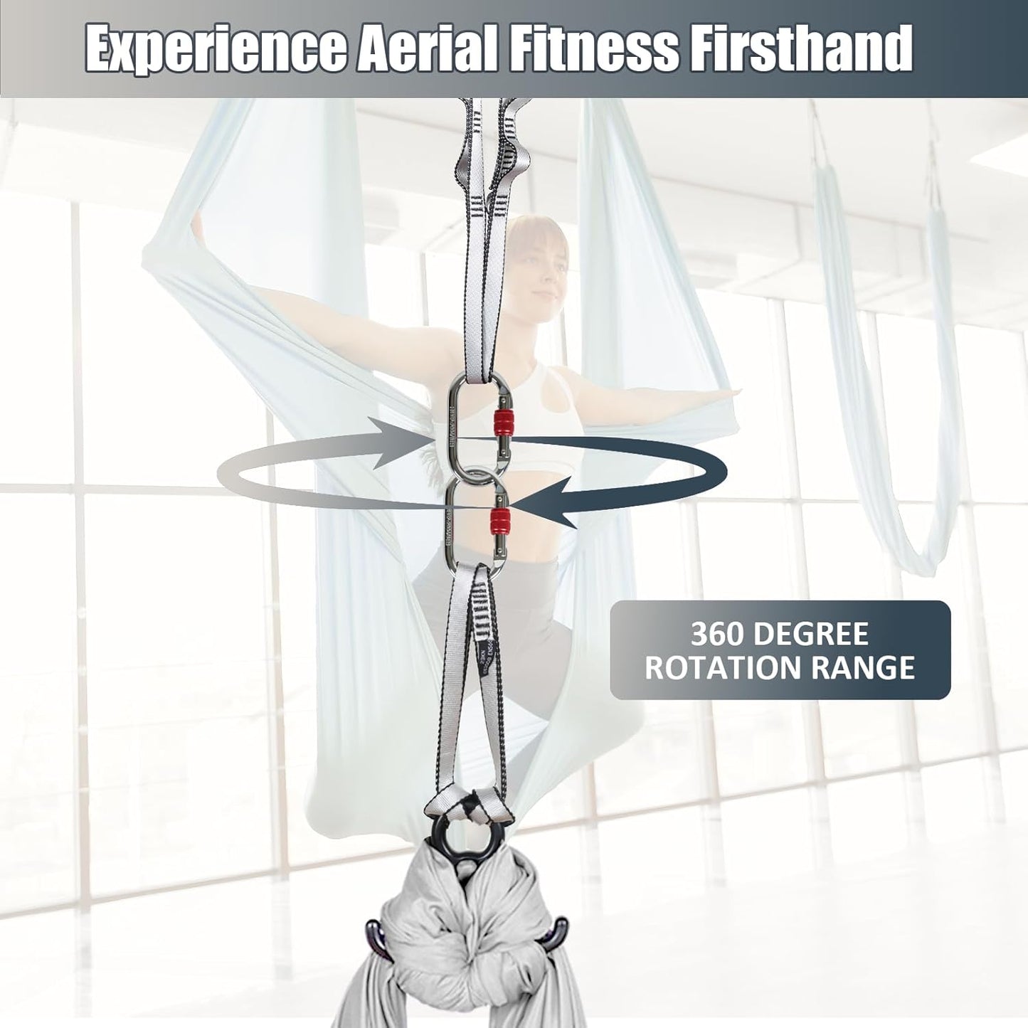 Aerial Silks Kit & Aerial Yoga Hammock - 11Yd Premium Fabric Hardware - Easy Setup for Flying Yoga, Aerial Swing & Fitness - Supports Up to 14ft Rigging