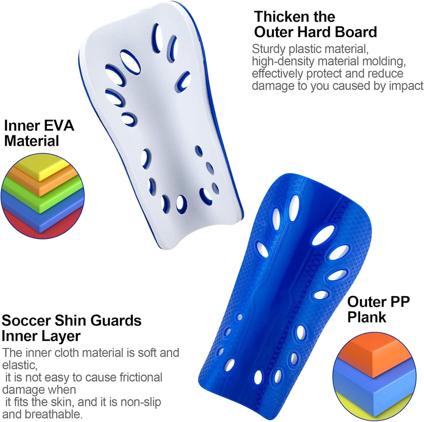 ANCIRS 2 Pair Soccer Shin Guards for Youth, Breathable Shin Guard Sleeves for Football Games, Protective EVA Cushion for Youth Men & Women