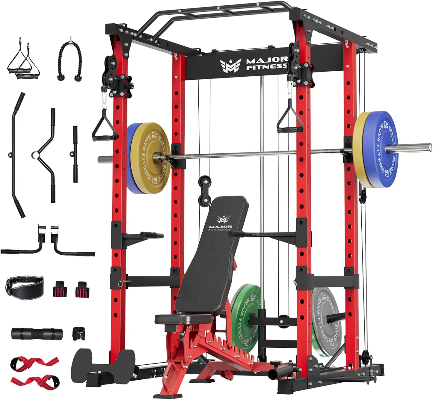MAJOR FITNESS Drone1 Power Cage - Multi-Function Power Rack for Home Gym, Squat Rack, Cable Crossover System, for Strength Training, Heavy-Duty Steel Construction