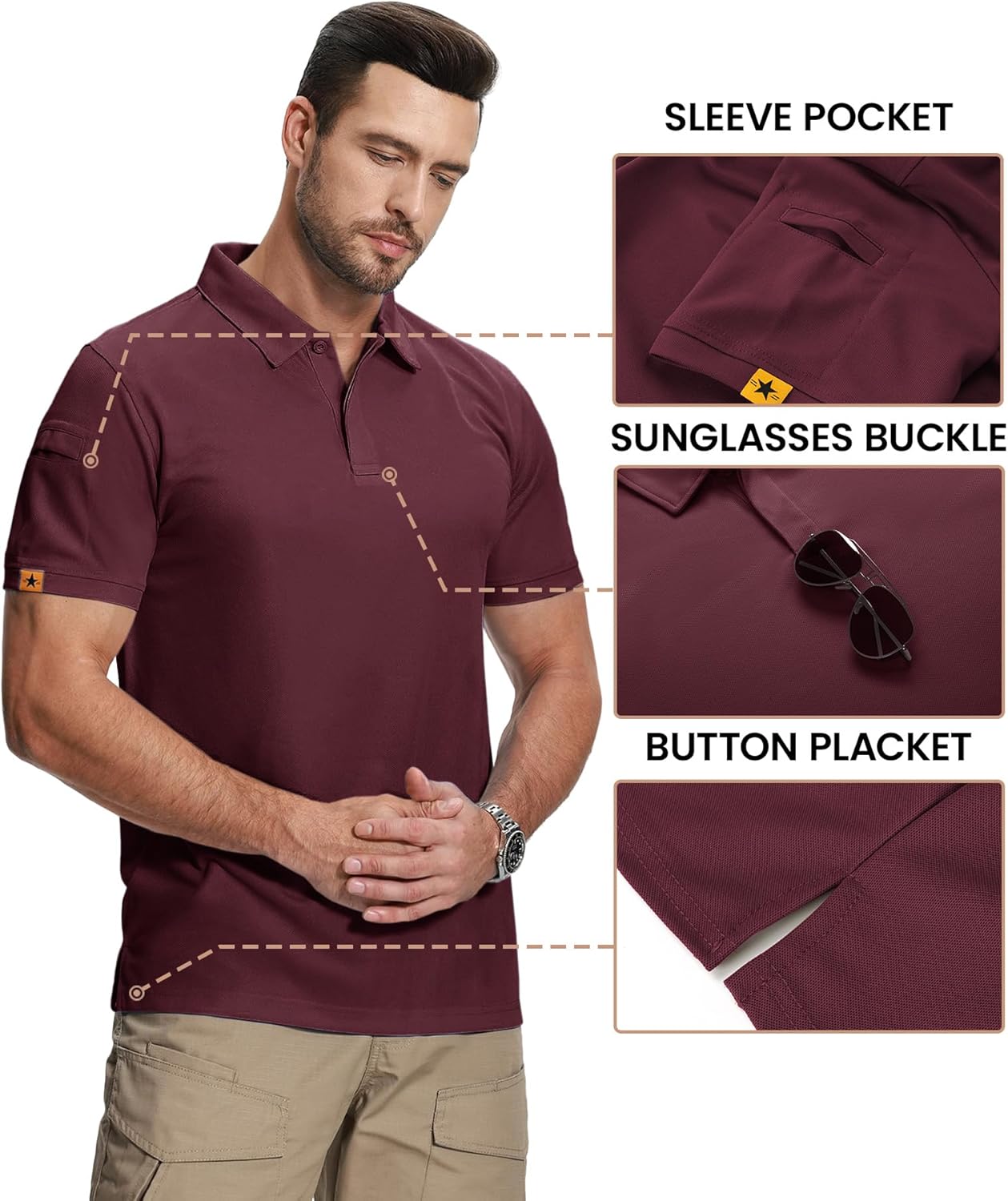 ZITY Mens 2 Pack Polo Shirts Short Sleeve Performance Sports Golf Shirt for Men Tactical Shirt