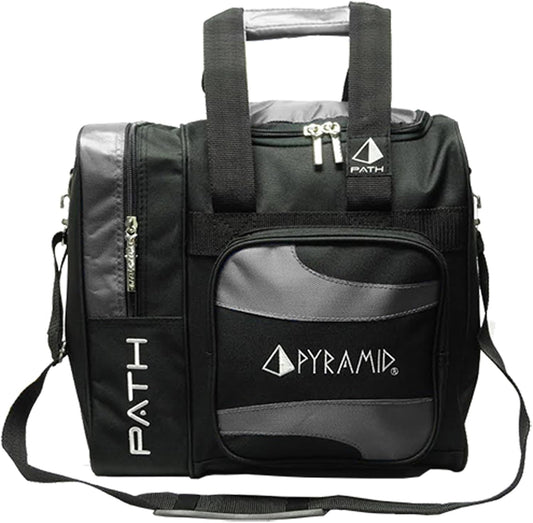 Pyramid Path Deluxe Single Tote Bowling Bag with Large Separate Compartment for Bowling Shoes (Up To US Mens Size 15) or Accessories - Holds One Bowling Ball