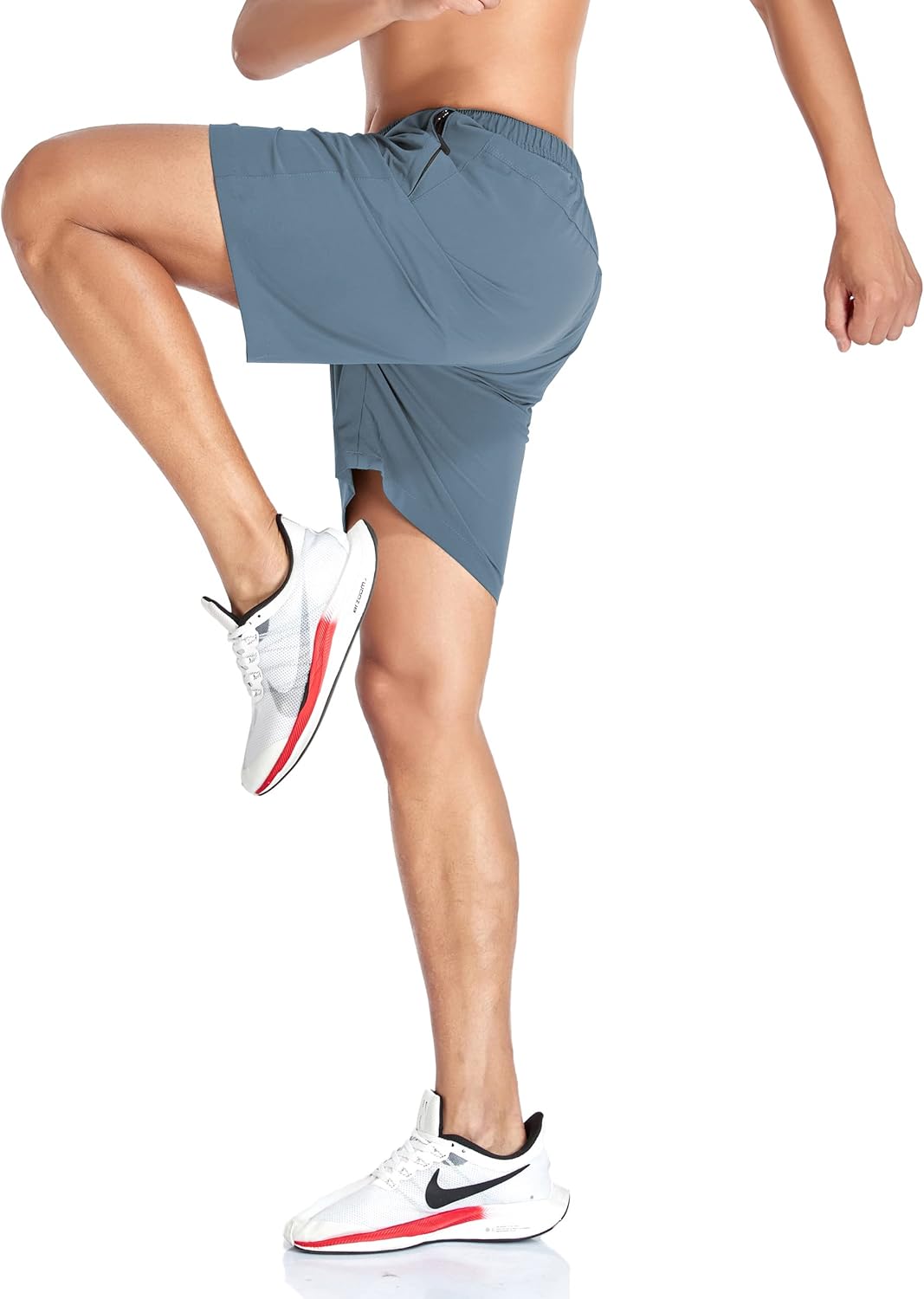 Men's Gym Shorts Sports Quick Dry Workout Running or Casual Training Short with Zipper Pockets