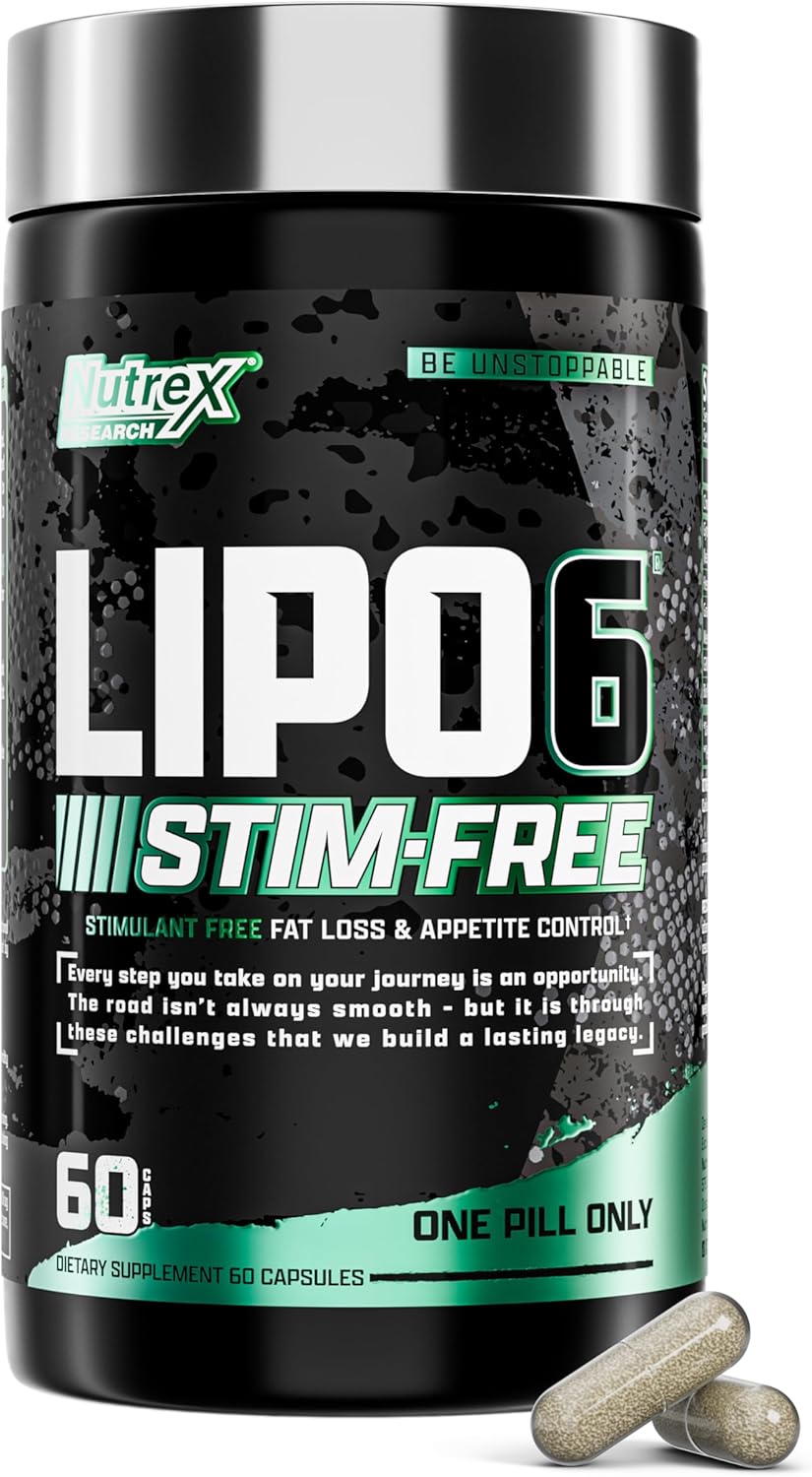 Nutrex Research LIPO SIX Stim-Free Metabolism & Appetite Support Supplement – Reduce Hunger | Non-Stimulant Weight Management Supplement for Women and Men – 60 Servings