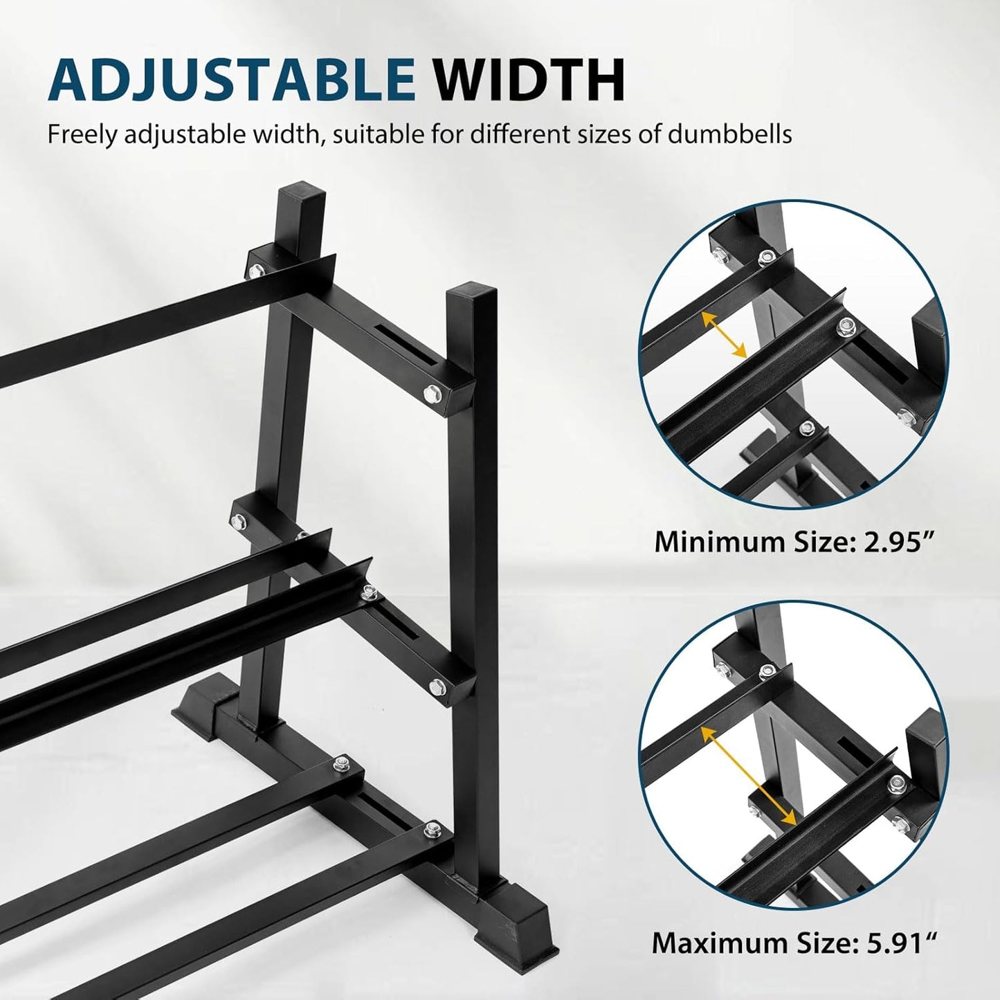 Dumbbell Rack, Bongkim Dumbbell Set with Rack Stand, Dumbbells Weights Rack for Home Gym, Weight Rack for Dumbbells, Kettlebells, and Weight Plates 1100LBS
