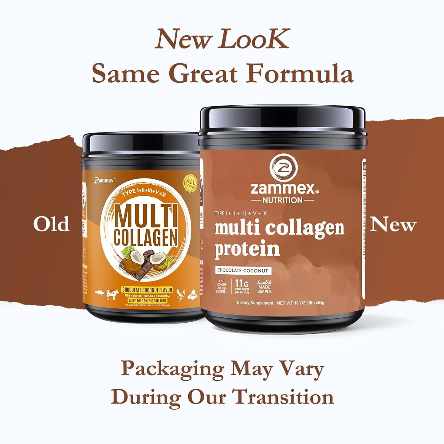 Zammex Multi Collagen Peptides Powder, Type I & III & V & X, Chocolate Collagen Protein Powder, Hydrolyzed Collagen, Supports Hair and Skin, Gut Health, 41 Servings, 1LB