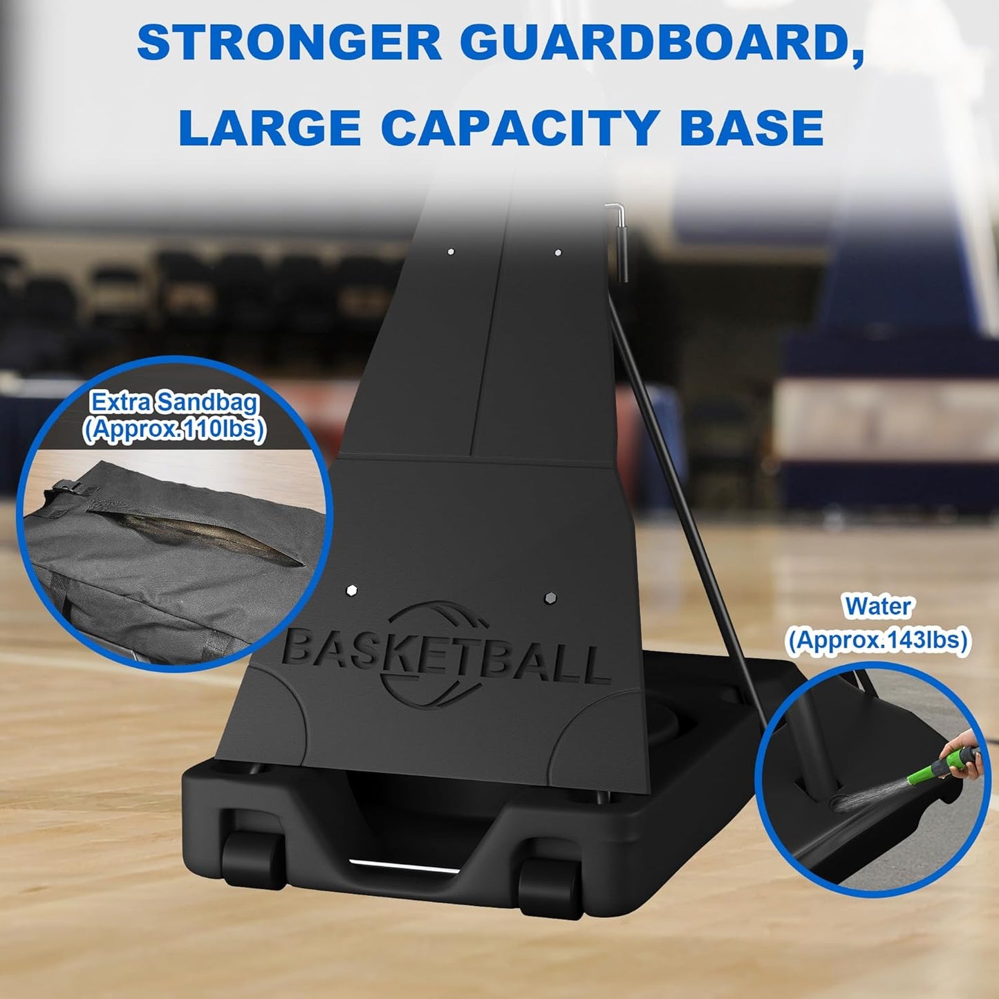 Basketball Hoop Outdoor with 44/54 Inch Shatterproof Backboard, 5.25-10FT Height Portable Basketball Hoop with Sandbag, Adjustable Basketball Goal System