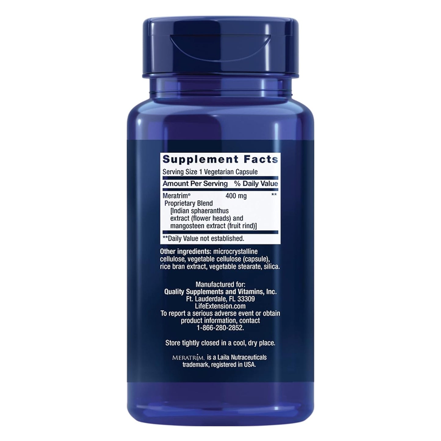 Life Extension Waistline Control™, S. indicus, Mangosteen, Meratrim®, Healthy Weight, Waistline, Non-GMO, Gluten Free, Vegetarian, 60 Capsules